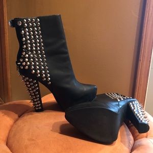 Jeffrey Campbell Avalos Spike Black Platform Boots